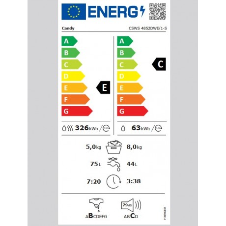 CANDY CSWS 4852DWE/1-S Πλυντήριο - Στεγνωτήριο 8kg/5kg 1400 στροφών